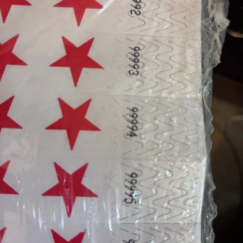 Tyvek Paper Wristbands - Red Stars 3/4